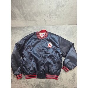 Vintage Swingster Boston Red Sox Satin Bomber Jacket Mens XL Navy Blue MLB USA